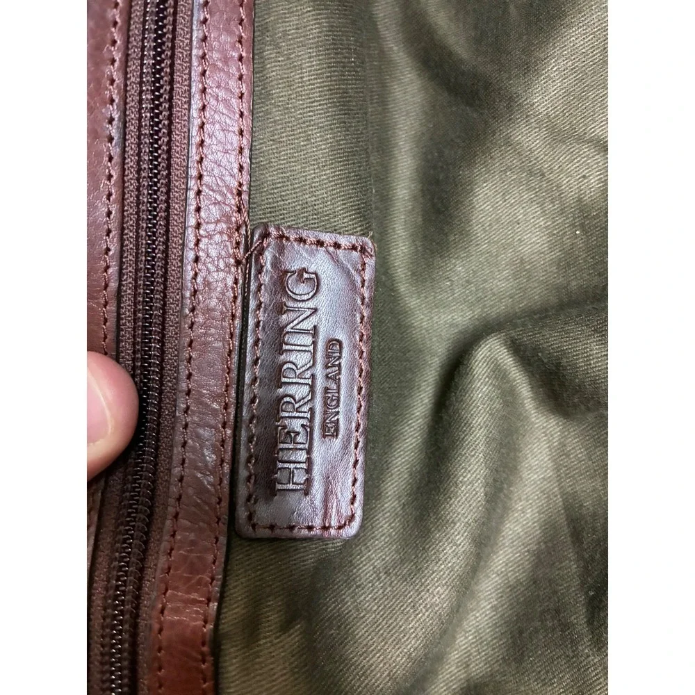 Herring England Brown Leather Weekend Holdall Duffle Bag Travel Carry On Luggage